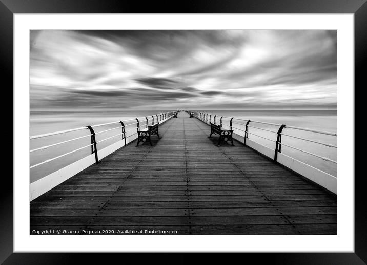 Saltburn Pier at Sunrise, Long Exposure Black and  Framed Mounted Print by Graeme Pegman