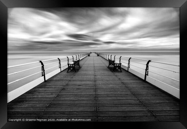 Saltburn Pier at Sunrise, Long Exposure Black and  Framed Print by Graeme Pegman