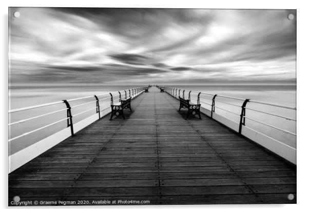 Saltburn Pier at Sunrise, Long Exposure Black and  Acrylic by Graeme Pegman