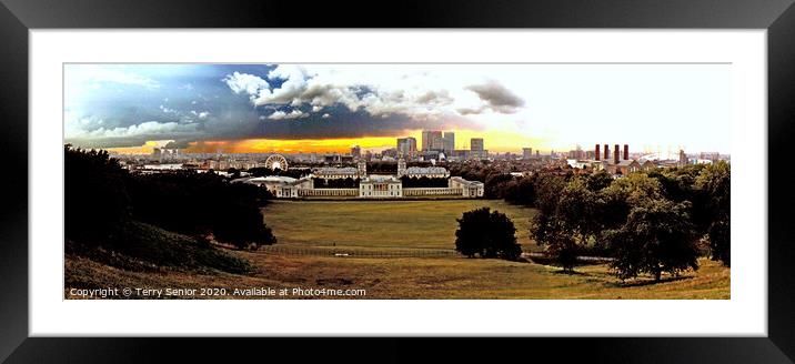 Panorama of Dark Clouds Looming Over London Framed Mounted Print by Terry Senior