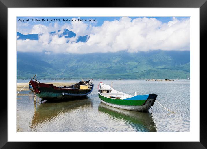 Boats on Lap An Lagoon Vietnam Framed Mounted Print by Pearl Bucknall
