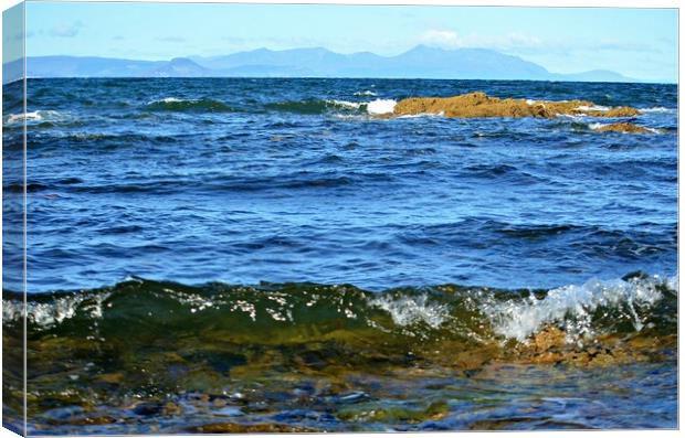 Wave breaking on beach at Dunure Canvas Print by Allan Durward Photography