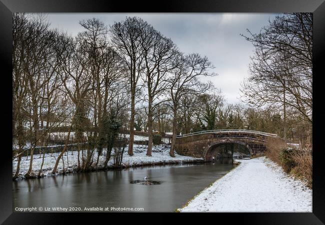 Lancaster Canal in Winter Framed Print by Liz Withey