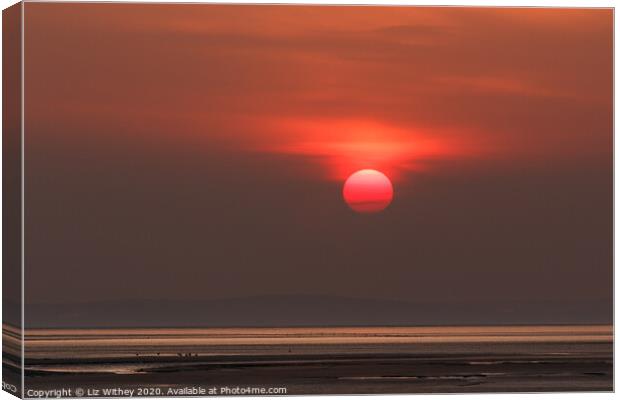 Sunset Morecambe Bay Canvas Print by Liz Withey