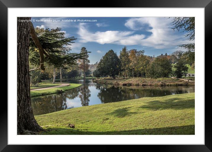 Lake view at Painshill Park Framed Mounted Print by Kevin White