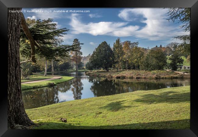 Lake view at Painshill Park Framed Print by Kevin White