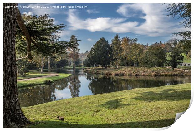 Lake view at Painshill Park Print by Kevin White