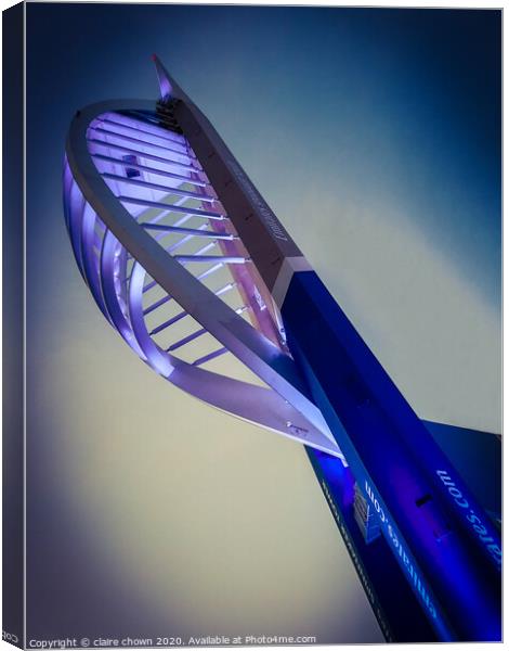 The Spinnaker Tower at dusk Canvas Print by claire chown