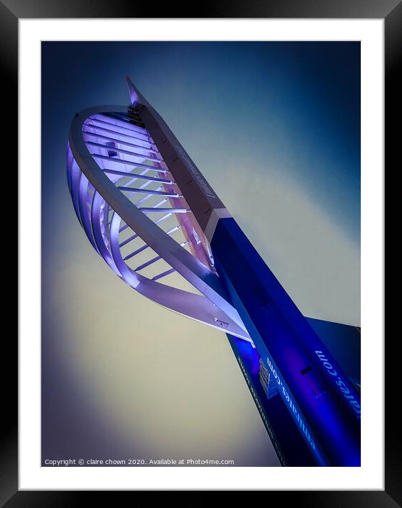 The Spinnaker Tower at dusk Framed Mounted Print by claire chown