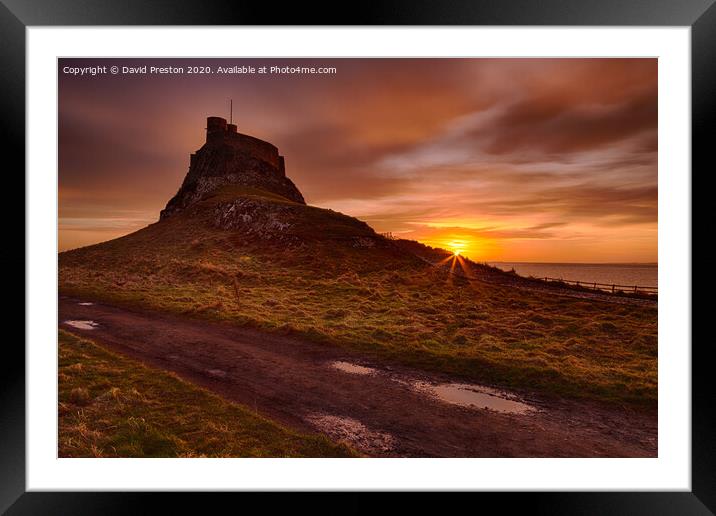 Lindisfarne Castle at sunrise Framed Mounted Print by David Preston