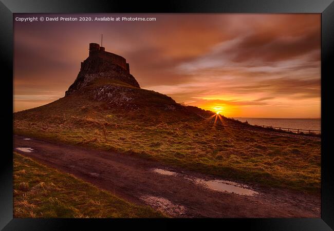 Lindisfarne Castle at sunrise Framed Print by David Preston
