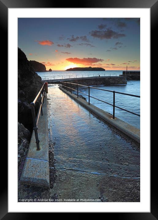 Sunset at Mullion Cove Framed Mounted Print by Andrew Ray