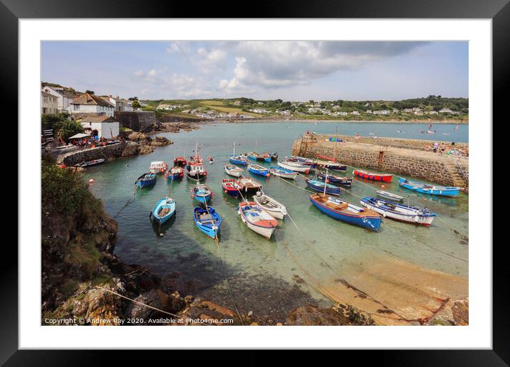 Boats at Coverack Framed Mounted Print by Andrew Ray