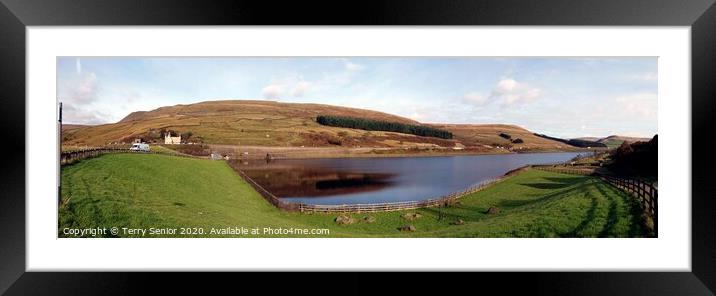Panorama Woodhead Reservoir, Derbyshire Peak Distr Framed Mounted Print by Terry Senior