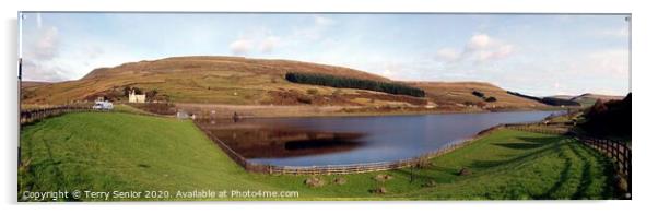 Panorama Woodhead Reservoir, Derbyshire Peak Distr Acrylic by Terry Senior