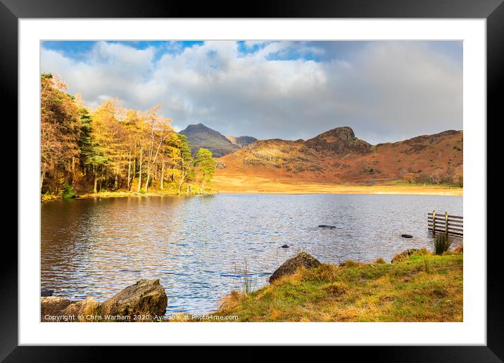 Lake District - Blea Tarn and the Langdale Pikes Framed Mounted Print by Chris Warham