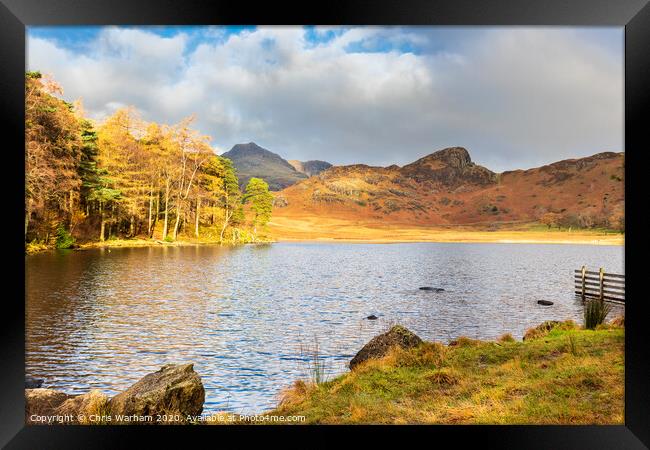 Lake District - Blea Tarn and the Langdale Pikes Framed Print by Chris Warham