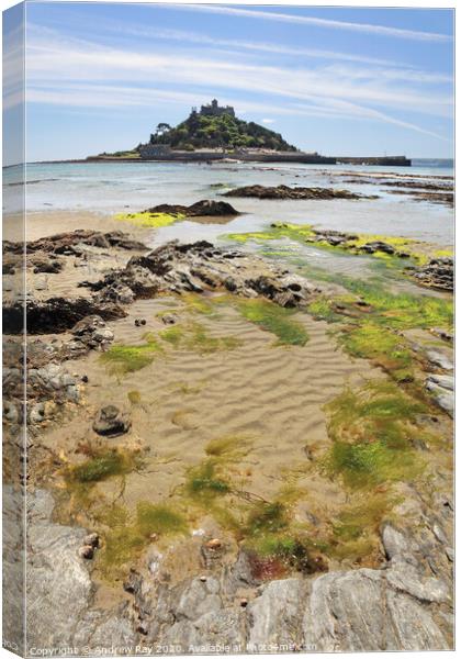 Mid-Tide St Michaels Mount Canvas Print by Andrew Ray