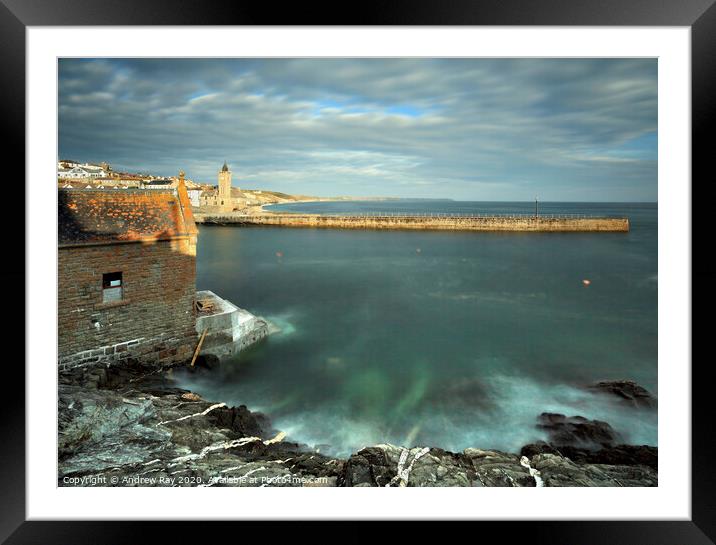 Porthleven Coast Framed Mounted Print by Andrew Ray