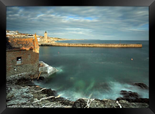 Porthleven Coast Framed Print by Andrew Ray