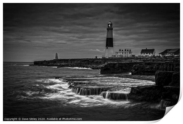 Portland bill Lighthouse Black and White Print by Dave Sibley