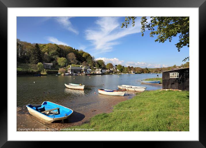 Boats at Lerryn Framed Mounted Print by Andrew Ray