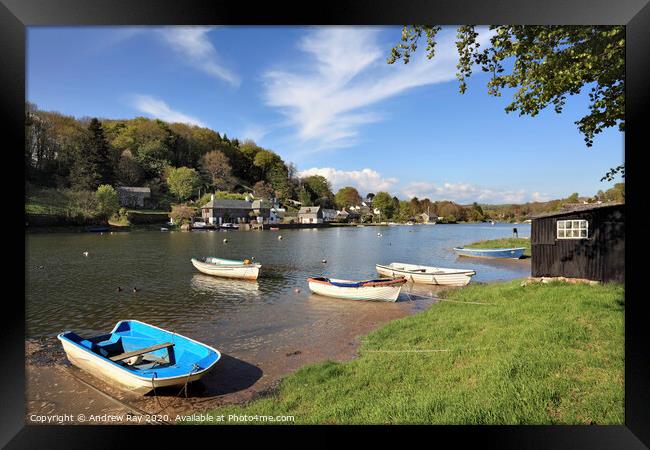 Boats at Lerryn Framed Print by Andrew Ray