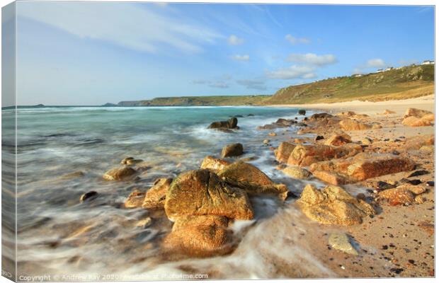 Across the beach (Sennen) Canvas Print by Andrew Ray