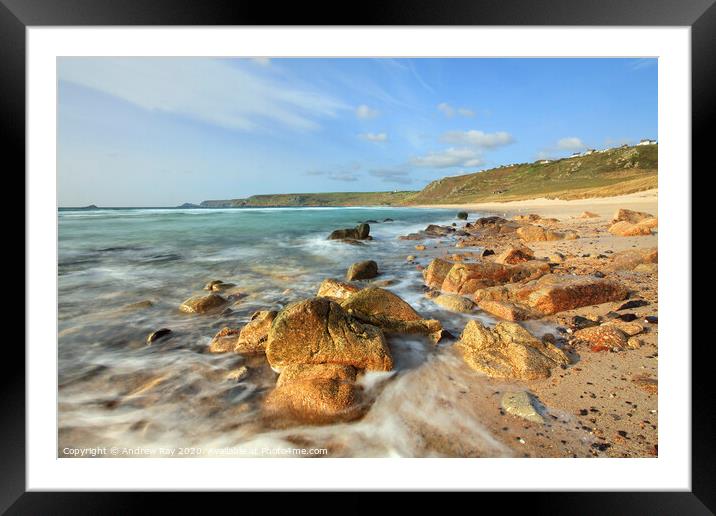 Across the beach (Sennen) Framed Mounted Print by Andrew Ray