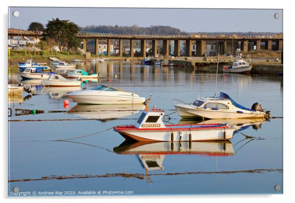 Boats at Hayle Acrylic by Andrew Ray