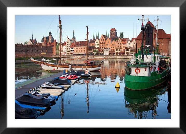 Old Town of Gdansk Skyline and Marina Framed Mounted Print by Artur Bogacki