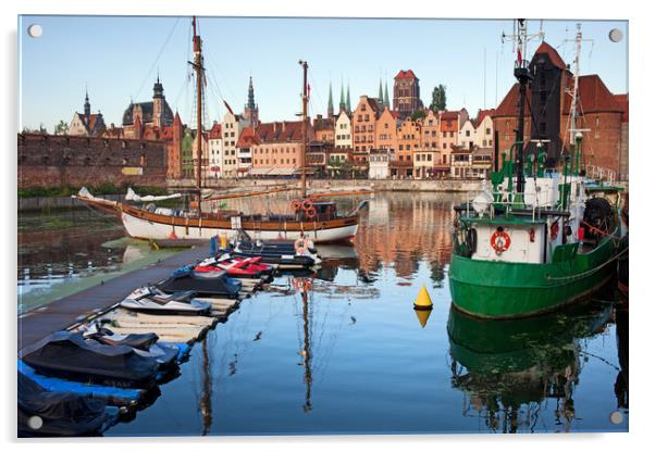 Old Town of Gdansk Skyline and Marina Acrylic by Artur Bogacki