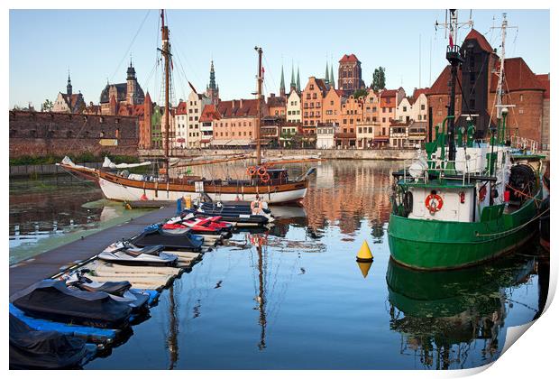 Old Town of Gdansk Skyline and Marina Print by Artur Bogacki