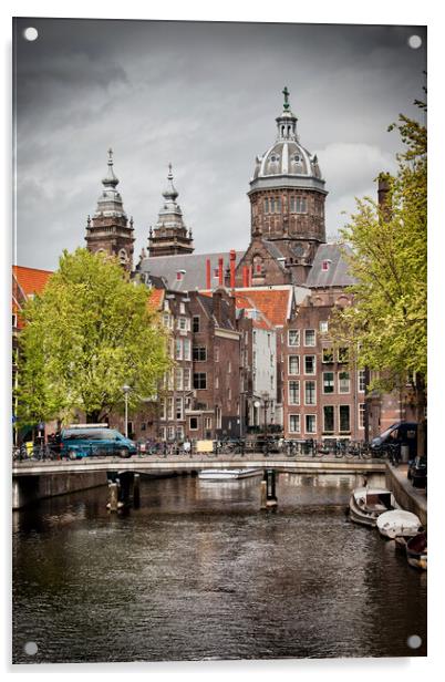 City of Amsterdam in Netherlands Acrylic by Artur Bogacki