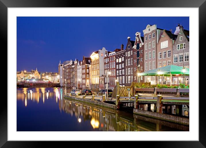 City of Amsterdam at Night Framed Mounted Print by Artur Bogacki