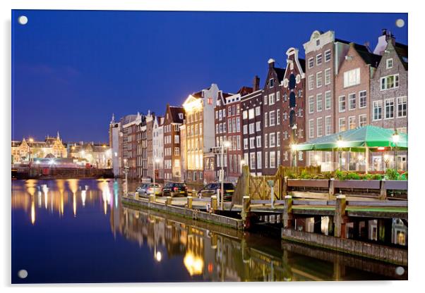 City of Amsterdam at Night Acrylic by Artur Bogacki