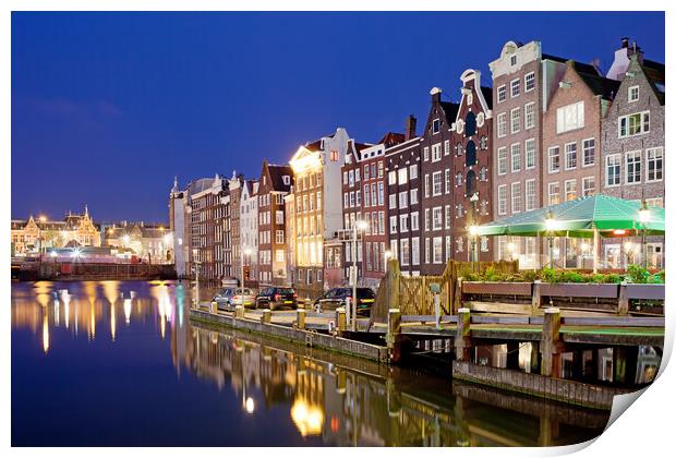 City of Amsterdam at Night Print by Artur Bogacki