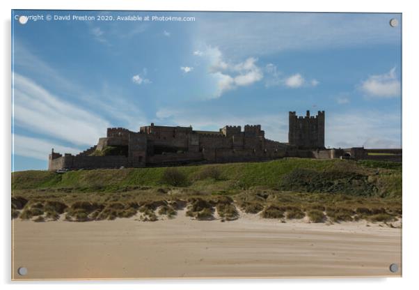 Bamburgh Castle Acrylic by David Preston