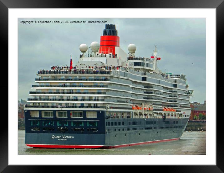 Cruise Liner Queen Victoria at Liverpool Framed Mounted Print by Laurence Tobin