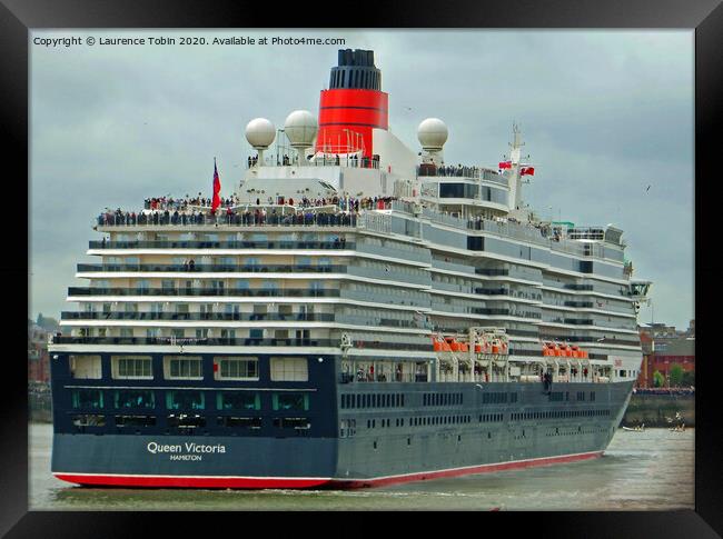 Cruise Liner Queen Victoria at Liverpool Framed Print by Laurence Tobin