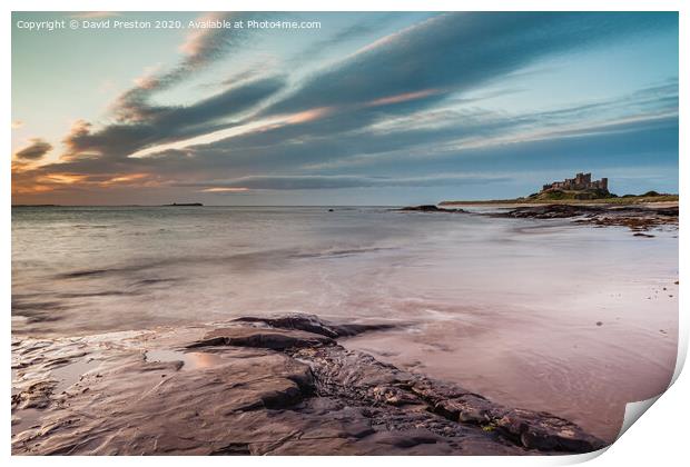 Bamburgh Castle From the beach Print by David Preston