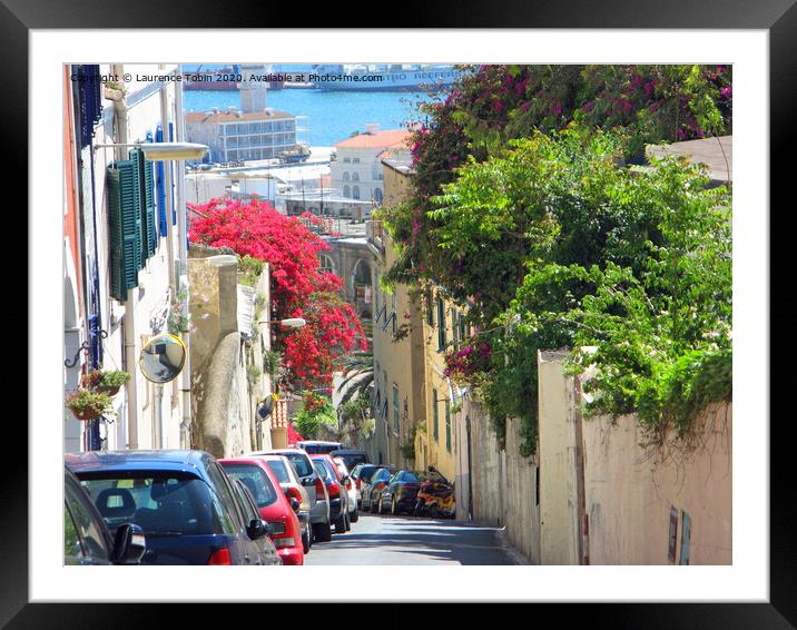 Narrow Hill Streets of Gibraltar Framed Mounted Print by Laurence Tobin