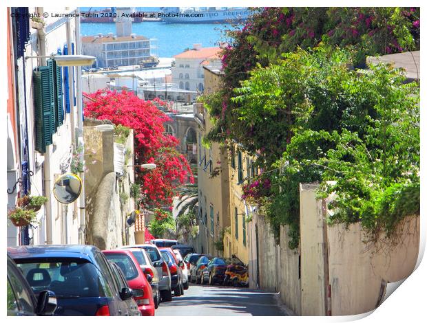 Narrow Hill Streets of Gibraltar Print by Laurence Tobin