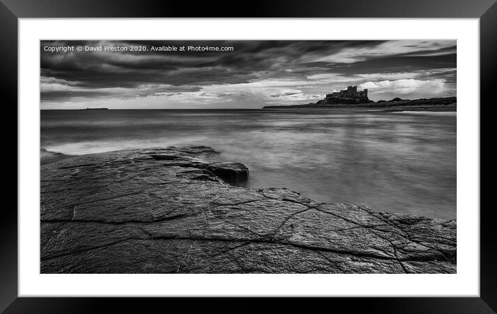 Bamburgh Castle view from Harkness Rocks Framed Mounted Print by David Preston