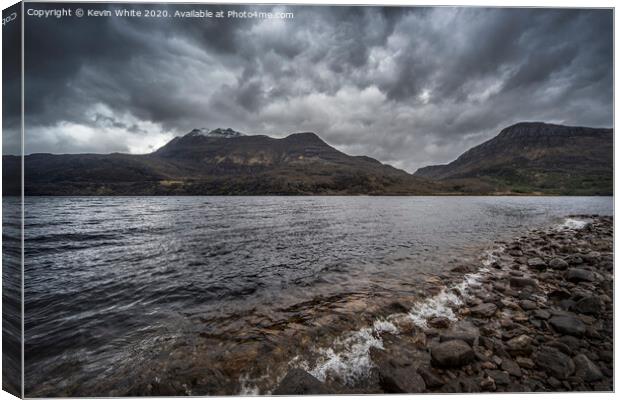 Storm clouds gather over Loch Maree Canvas Print by Kevin White