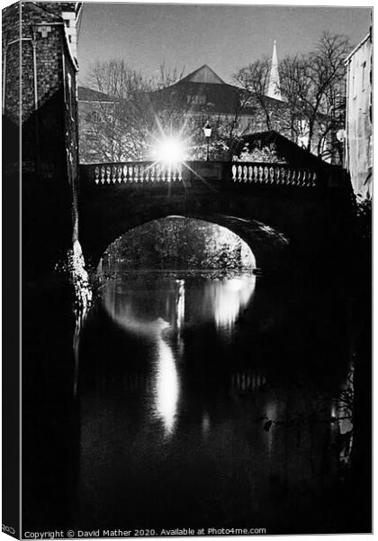 River Foss in York by night Canvas Print by David Mather