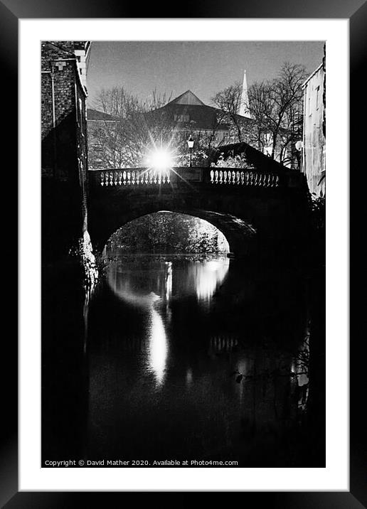 River Foss in York by night Framed Mounted Print by David Mather