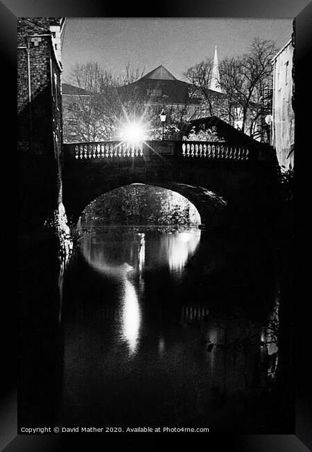 River Foss in York by night Framed Print by David Mather