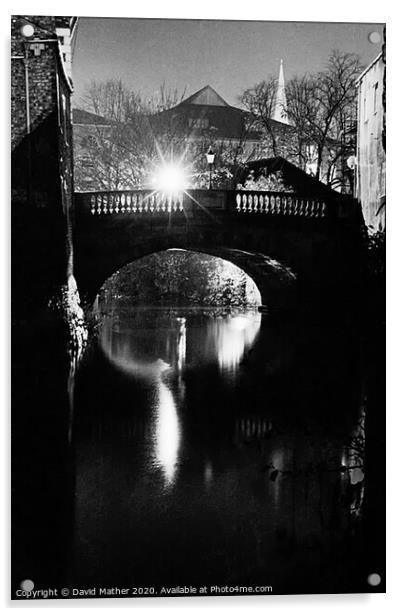 River Foss in York by night Acrylic by David Mather