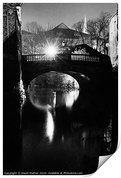 River Foss in York by night Print by David Mather